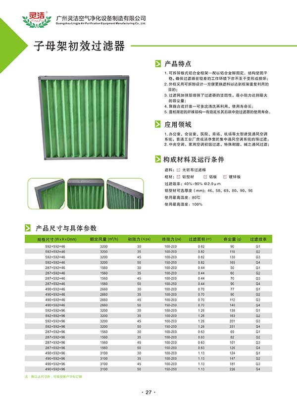 G3級初效過濾器用途 G3級初效過濾器用途